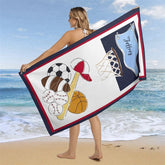 Aperturee - Various Balls Basket Flag Custom Name Beach Towel